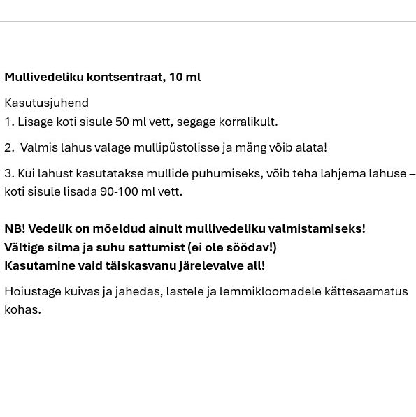 Mullivedeliku kontsentraat, 10 ml