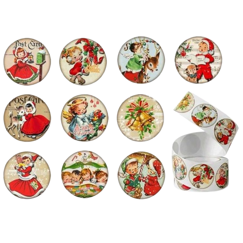 Jõuluteemalised kleebised 500 tk rullis