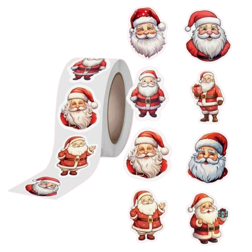 Jõuluteemalised kleebised 500 tk rullis