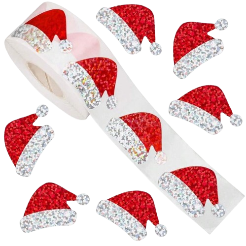 Jõuluteemalised kleebised 500 tk rullis