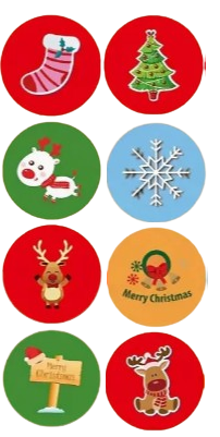 Jõuluteemalised kleebised 500 tk rullis